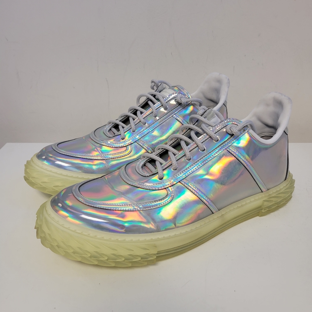 Giuseppe Zanotti Silver Sneakers with Holographic Finish